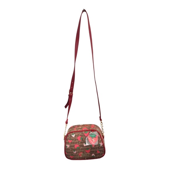 Juicy Couture brown canvas strawberry print crossbody bag with strawberry charm - Picture 11 of 16